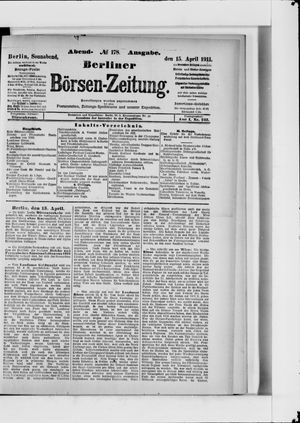 Berliner Börsen-Zeitung vom 15.04.1911