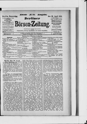 Berliner Börsen-Zeitung vom 20.04.1911