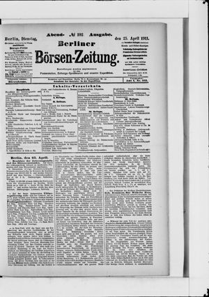Berliner Börsen-Zeitung vom 25.04.1911