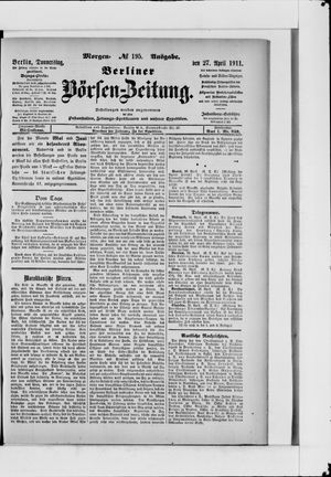 Berliner Börsen-Zeitung vom 27.04.1911