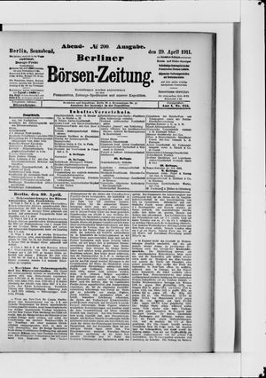 Berliner Börsen-Zeitung vom 29.04.1911