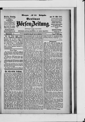 Berliner Börsen-Zeitung vom 30.05.1911