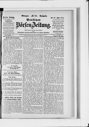 Berliner Börsen-Zeitung vom 18.06.1911