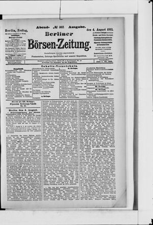 Berliner Börsen-Zeitung vom 04.08.1911