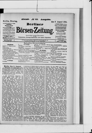 Berliner Börsen-Zeitung vom 08.08.1911