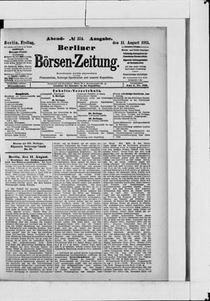 Berliner Börsen-Zeitung vom 11.08.1911