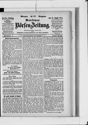 Berliner Börsen-Zeitung vom 13.08.1911