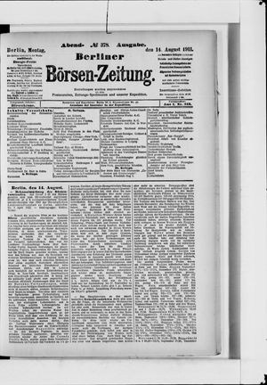 Berliner Börsen-Zeitung vom 14.08.1911