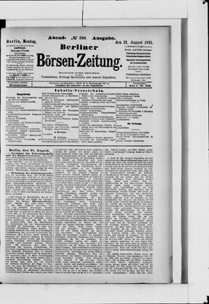 Berliner Börsen-Zeitung vom 21.08.1911