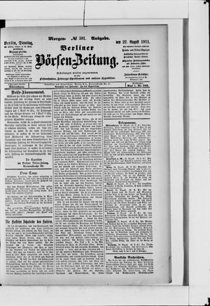 Berliner Börsen-Zeitung vom 22.08.1911