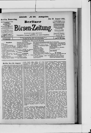 Berliner Börsen-Zeitung vom 24.08.1911