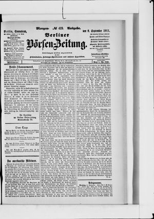 Berliner Börsen-Zeitung vom 09.09.1911