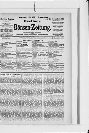 Berliner Börsen-Zeitung vom 11.09.1911
