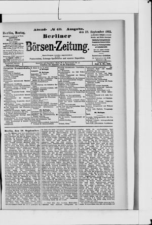 Berliner Börsen-Zeitung vom 18.09.1911