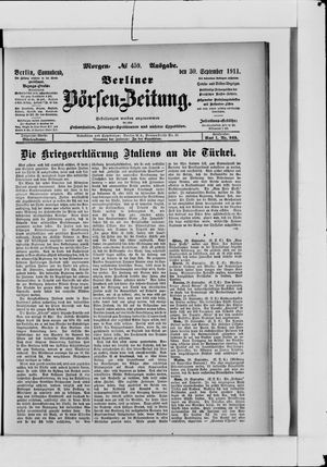 Berliner Börsen-Zeitung vom 30.09.1911