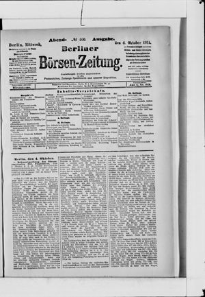 Berliner Börsen-Zeitung vom 04.10.1911
