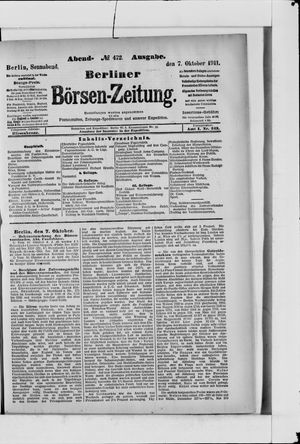 Berliner Börsen-Zeitung vom 07.10.1911