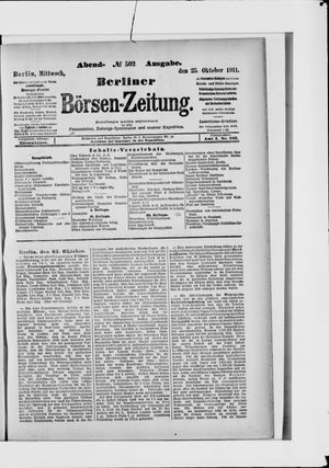 Berliner Börsen-Zeitung vom 25.10.1911