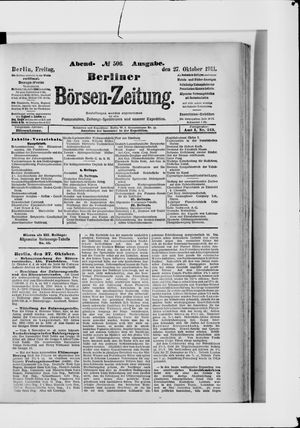 Berliner Börsen-Zeitung vom 27.10.1911
