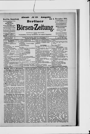 Berliner Börsen-Zeitung vom 04.11.1911