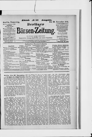 Berliner Börsen-Zeitung vom 30.11.1911