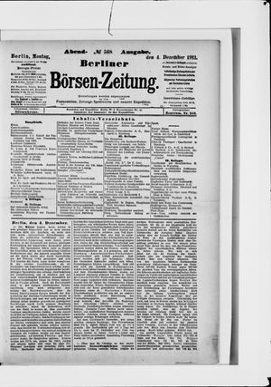 Berliner Börsen-Zeitung vom 04.12.1911
