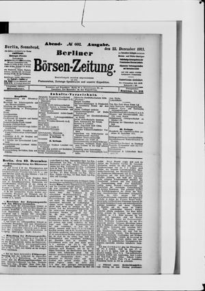 Berliner Börsen-Zeitung vom 23.12.1911