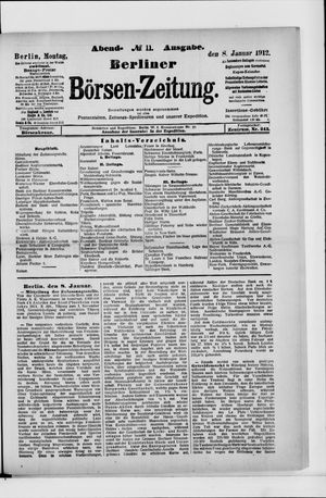 Berliner Börsen-Zeitung vom 08.01.1912