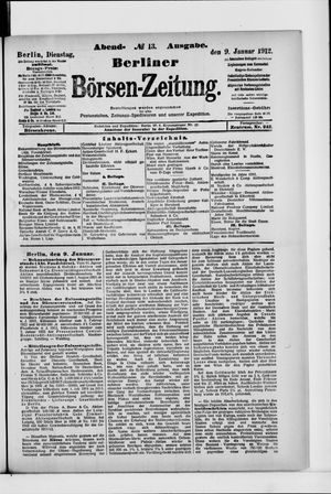 Berliner Börsen-Zeitung vom 09.01.1912