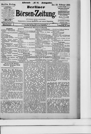 Berliner Börsen-Zeitung on Feb 23, 1912