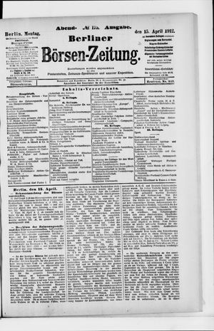 Berliner Börsen-Zeitung vom 15.04.1912