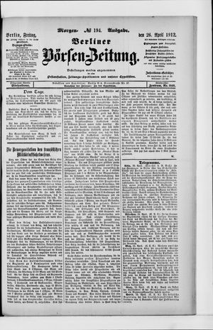 Berliner Börsen-Zeitung vom 26.04.1912