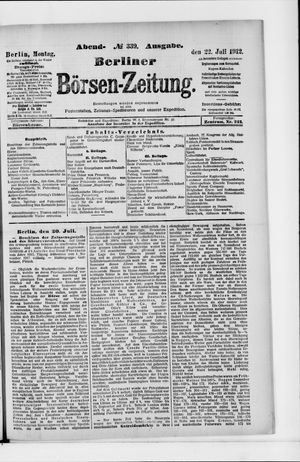 Berliner Börsen-Zeitung on Jul 22, 1912