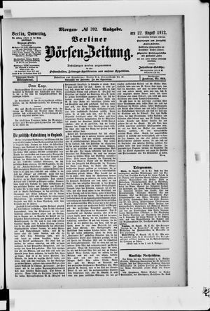 Berliner Börsen-Zeitung vom 22.08.1912