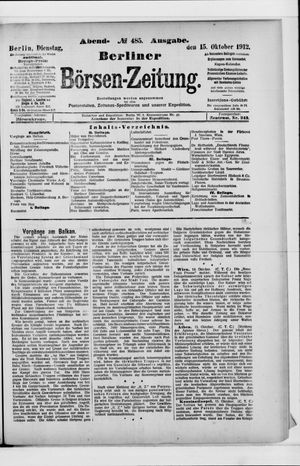 Berliner Börsen-Zeitung on Oct 15, 1912