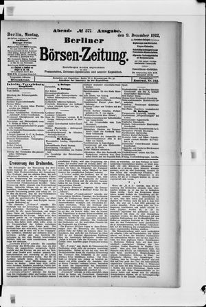 Berliner Börsen-Zeitung vom 09.12.1912