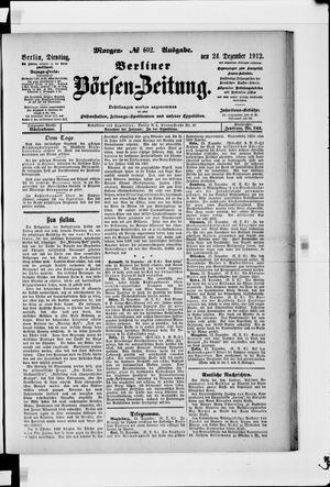 Berliner Börsen-Zeitung vom 24.12.1912