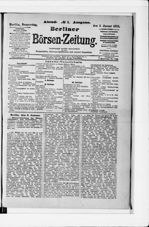 Berliner Börsen-Zeitung on Jan 2, 1913