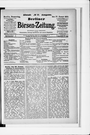Berliner Börsen-Zeitung on Jan 23, 1913