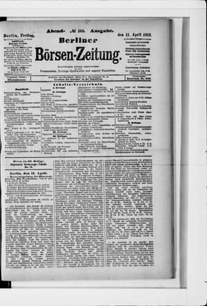 Berliner Börsen-Zeitung vom 11.04.1913