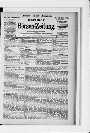 Berliner Börsen-Zeitung vom 31.05.1913