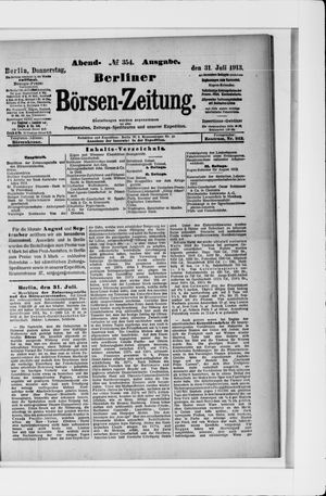 Berliner Börsen-Zeitung vom 31.07.1913