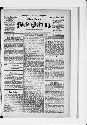 Berliner Börsen-Zeitung on Aug 14, 1913