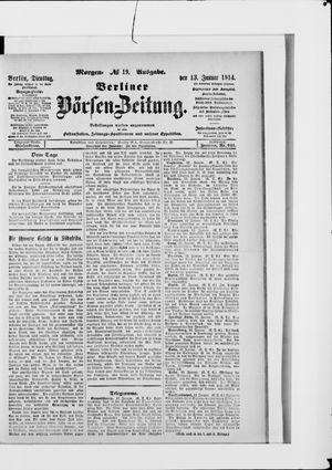 Berliner Börsen-Zeitung on Jan 13, 1914