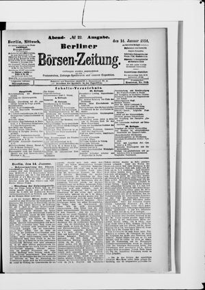 Berliner Börsen-Zeitung on Jan 14, 1914
