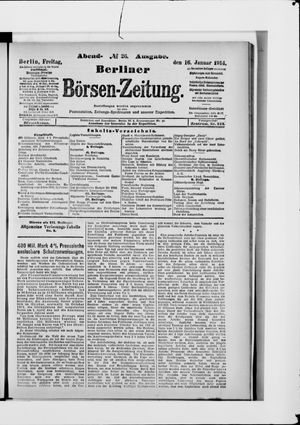 Berliner Börsen-Zeitung on Jan 16, 1914