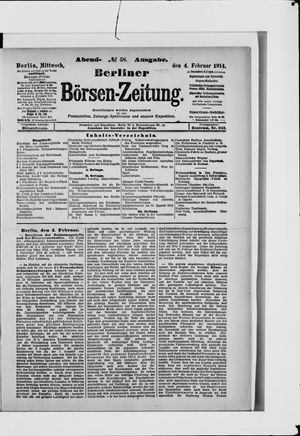 Berliner Börsen-Zeitung vom 04.02.1914