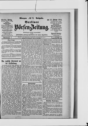 Berliner Börsen-Zeitung on Feb 13, 1914