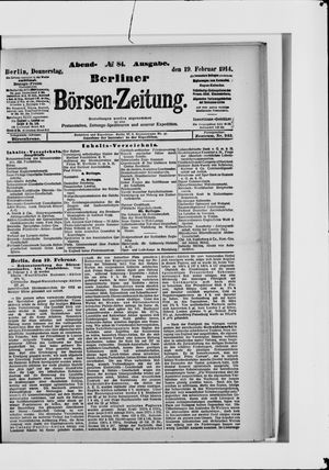 Berliner Börsen-Zeitung on Feb 19, 1914