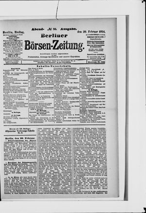 Berliner Börsen-Zeitung vom 20.02.1914
